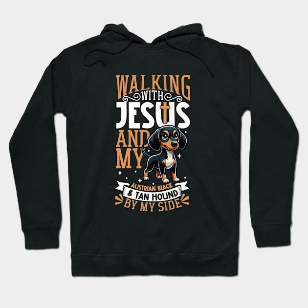 Jesus and dog - Austrian Black and Tan Hound Hoodie by Modern Medieval Design